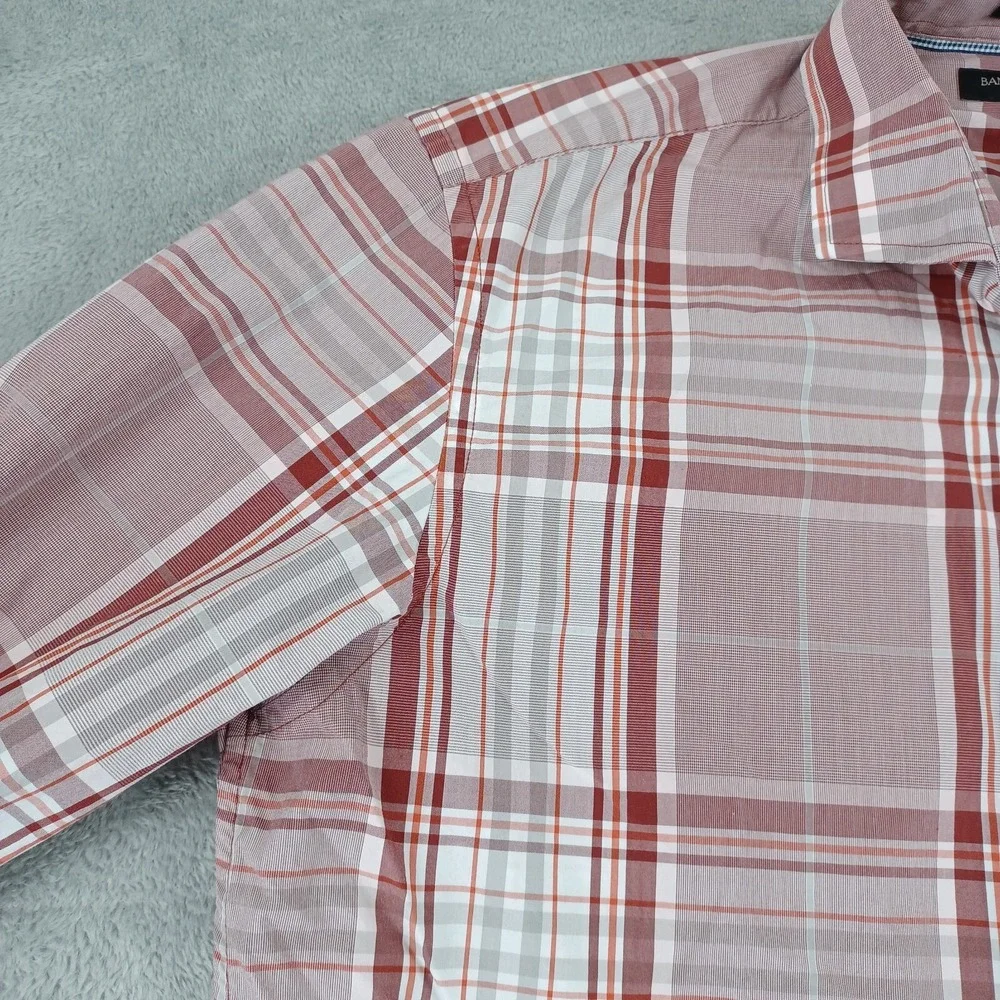 Banana Republic Shirt Mens‎ Medium Red Plaid Camden Fit Preppy